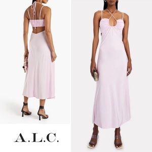 A.L.C. Sienna Halter Neck Satin Cutout Midi-Maxi Dress Tuberose Pink Size 4 NWT